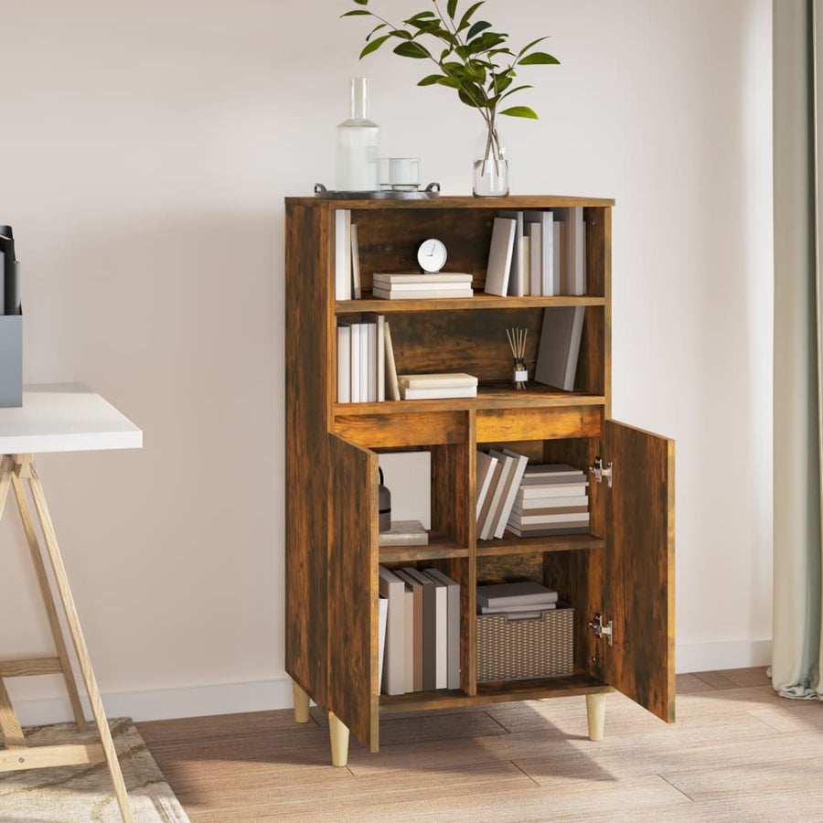 Hoge Kast 60X36X110 Cm Bewerkt Hout Gerookt Eikenkleurig