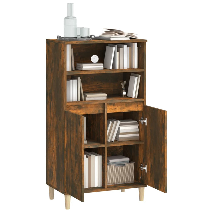 Hoge Kast 60X36X110 Cm Bewerkt Hout Gerookt Eikenkleurig