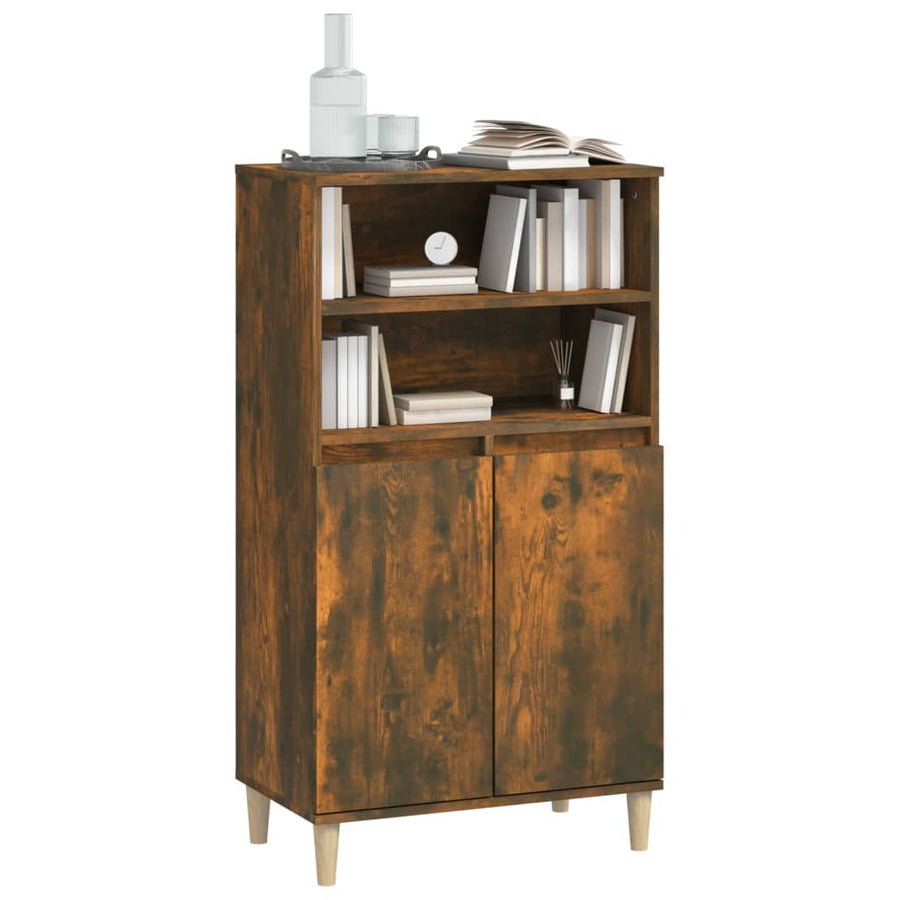 Hoge Kast 60X36X110 Cm Bewerkt Hout Gerookt Eikenkleurig