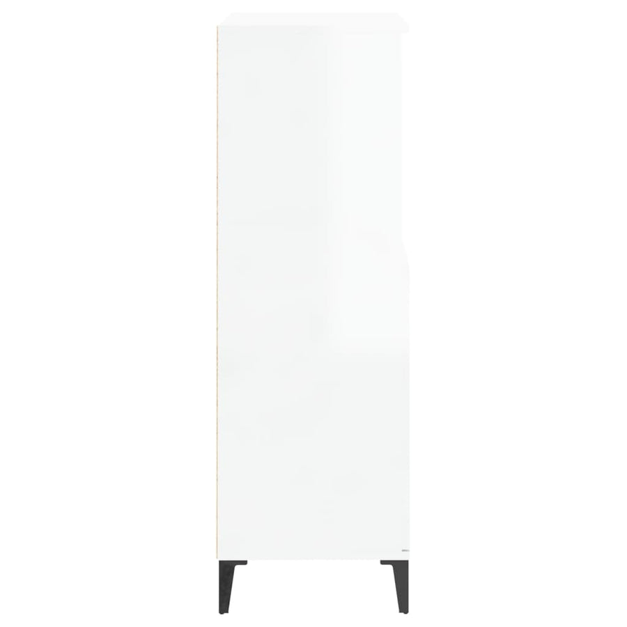 Hoge Kast 60X36X110 Cm Bewerkt Hout Hoogglans Wit