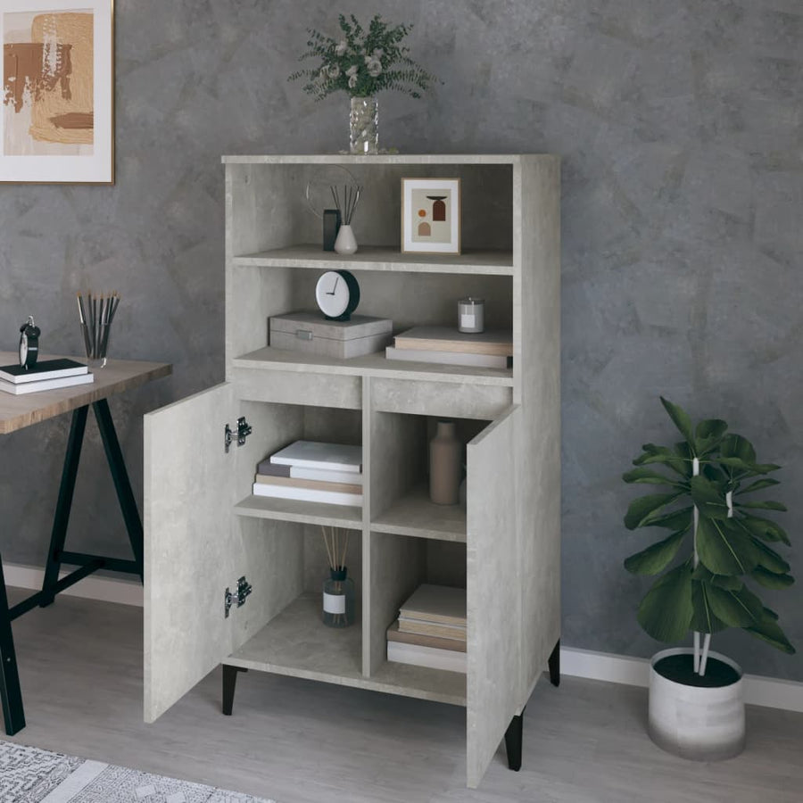Hoge Kast 60X36X110 Cm Bewerkt Hout Betongrijs