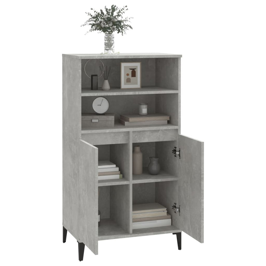 Hoge Kast 60X36X110 Cm Bewerkt Hout Betongrijs