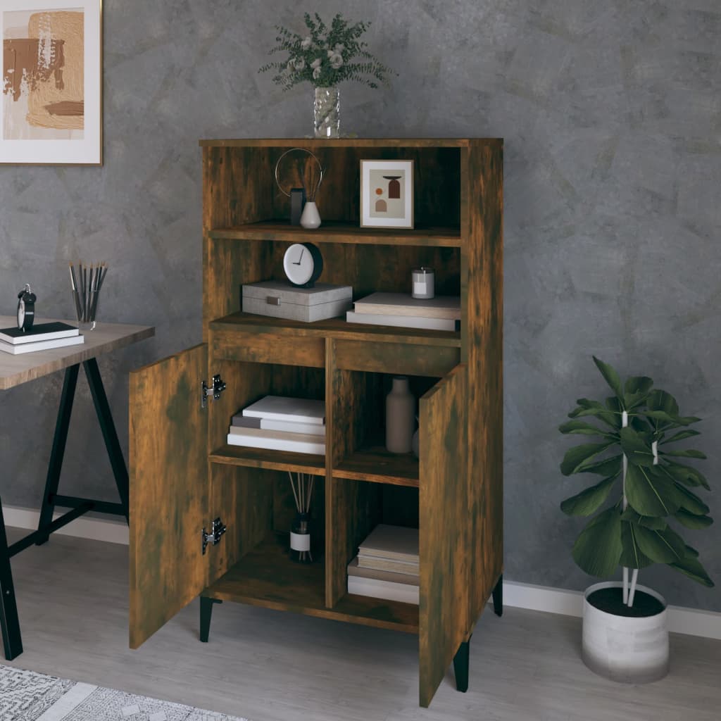 Hoge Kast 60X36X110 Cm Bewerkt Hout Gerookt Eikenkleurig