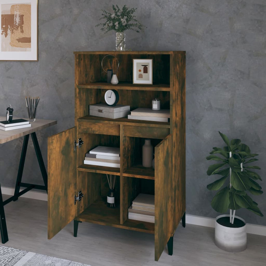 Hoge Kast 60X36X110 Cm Bewerkt Hout Gerookt Eikenkleurig