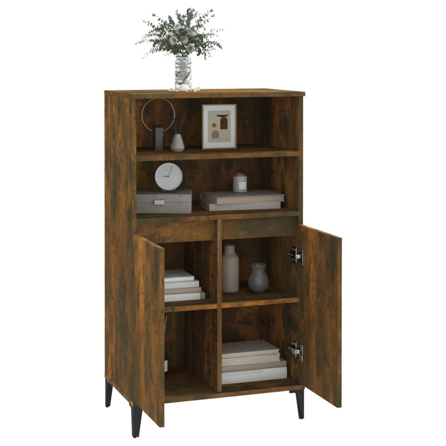 Hoge Kast 60X36X110 Cm Bewerkt Hout Gerookt Eikenkleurig