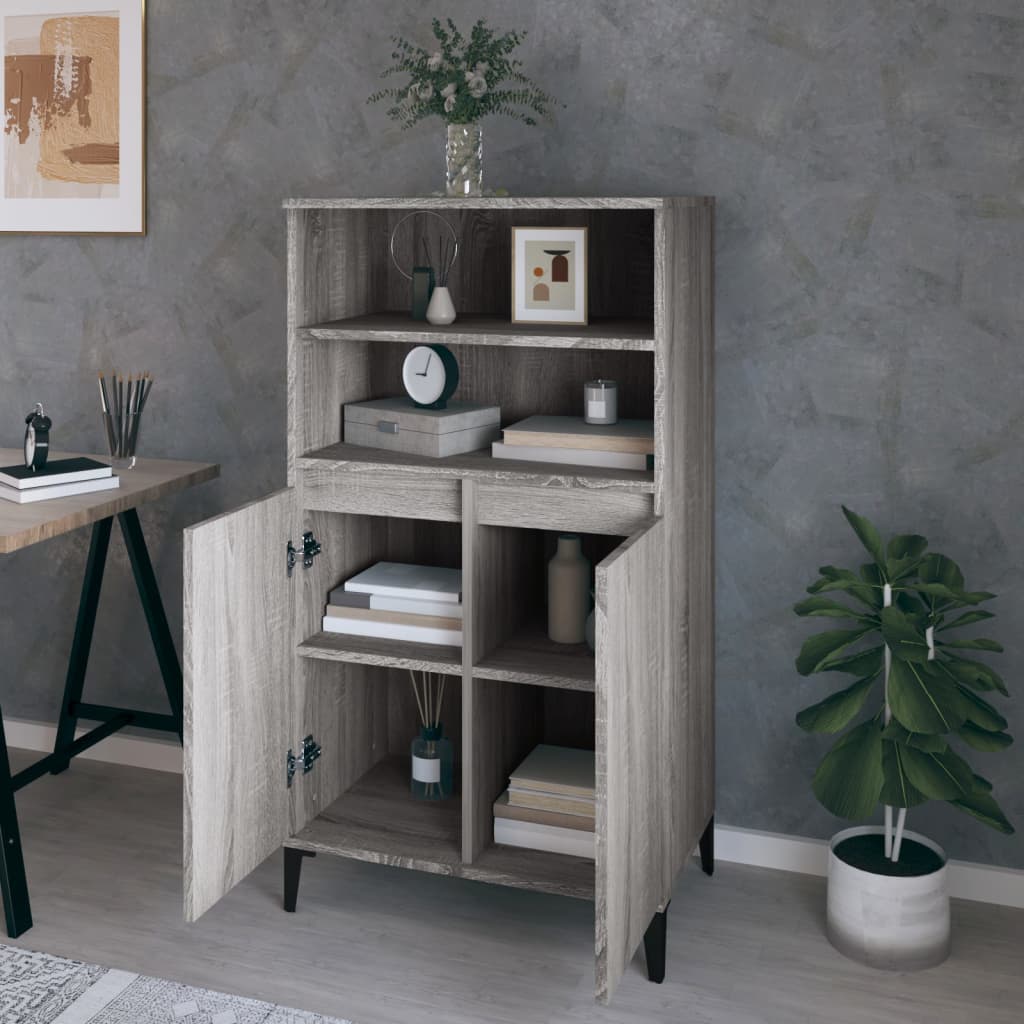 Hoge Kast 60X36X110 Cm Bewerkt Hout Grijs Sonoma Eikenkleurig