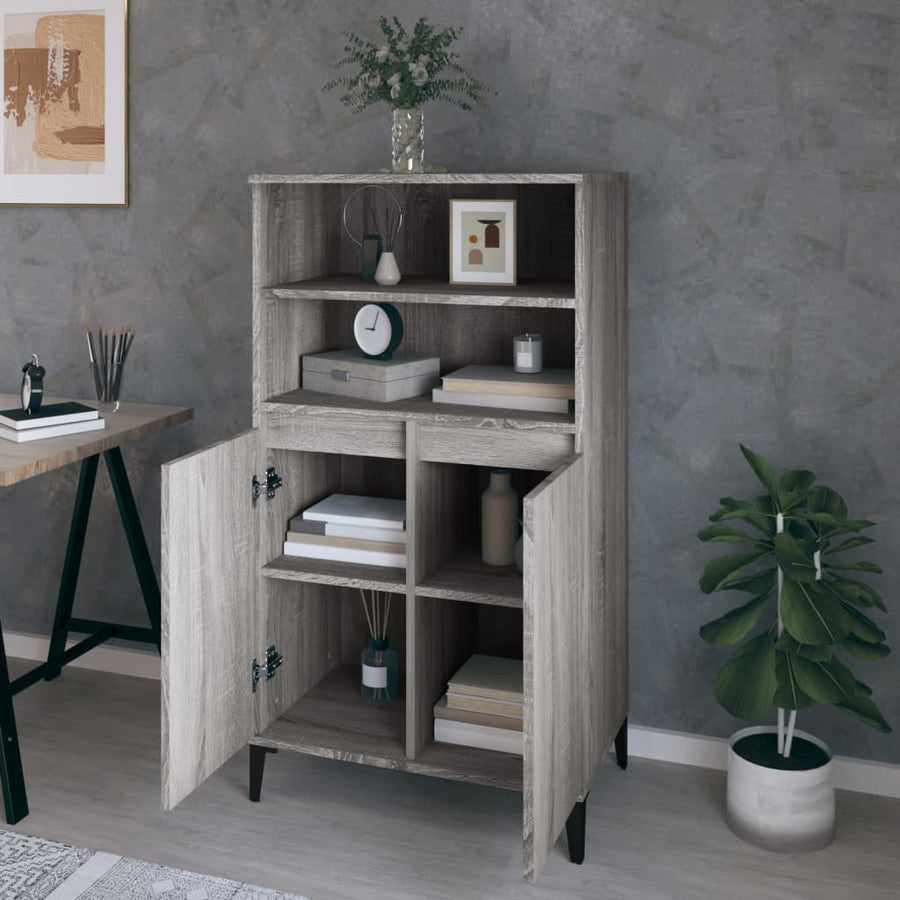 Hoge Kast 60X36X110 Cm Bewerkt Hout Grijs Sonoma Eikenkleurig