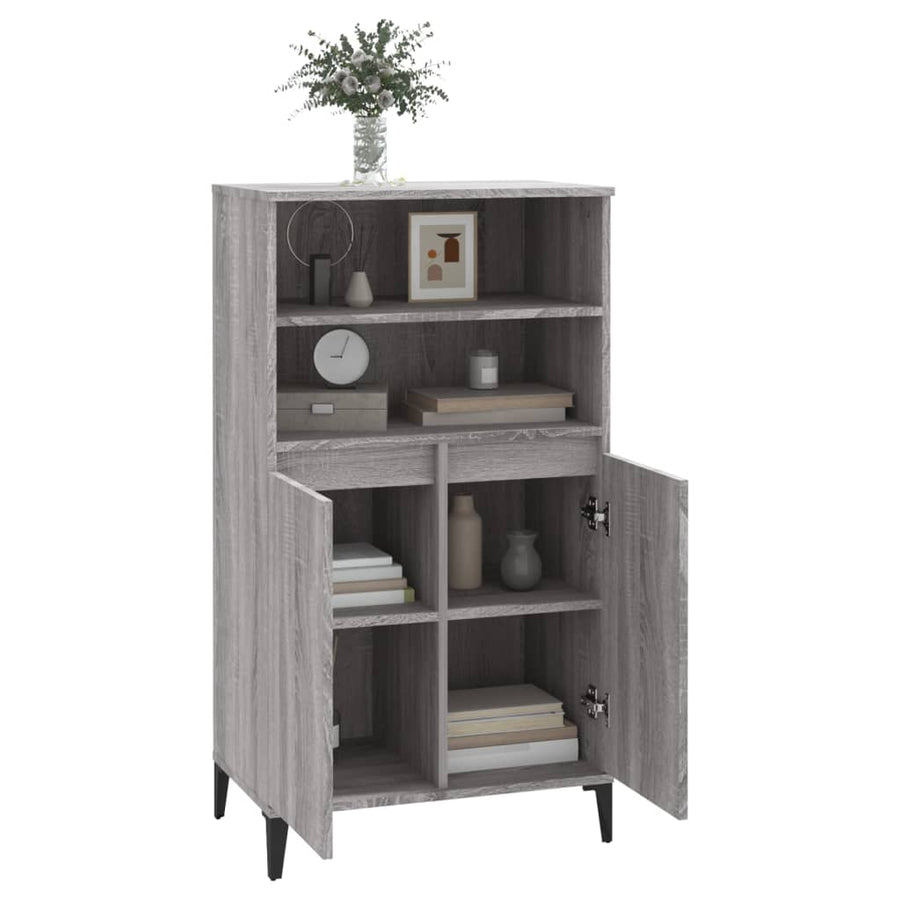 Hoge Kast 60X36X110 Cm Bewerkt Hout Grijs Sonoma Eikenkleurig