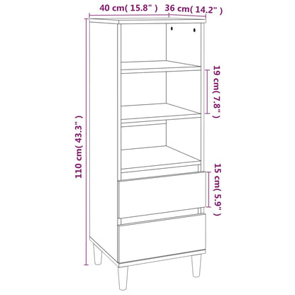 Hoge kast 40x36x110 cm bewerkt hout sonoma eiken