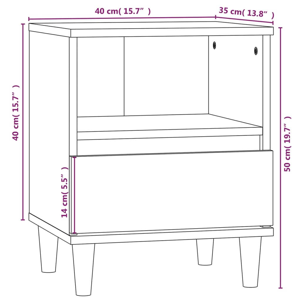 Nachtkastjes 2 St 40X35X50 Cm Wit
