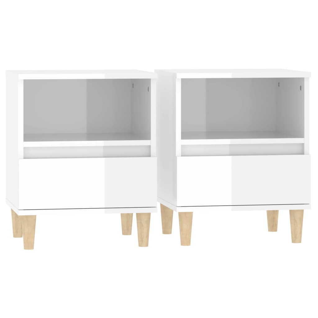 Nachtkastjes 2 St 40X35X50 Cm Hoogglans Wit