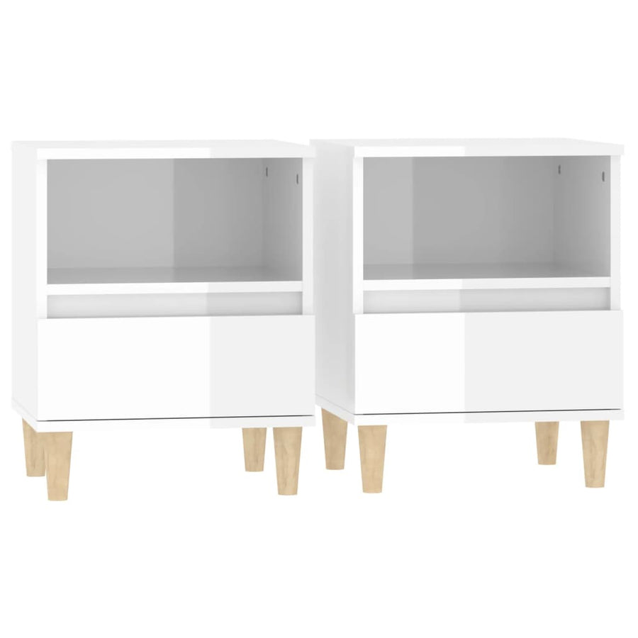 Nachtkastjes 2 St 40X35X50 Cm Hoogglans Wit
