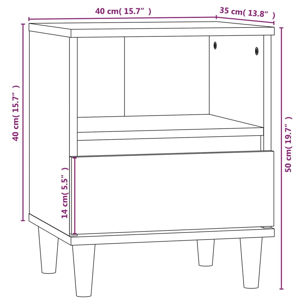 Nachtkastjes 2 St 40X35X50 Cm Hoogglans Wit