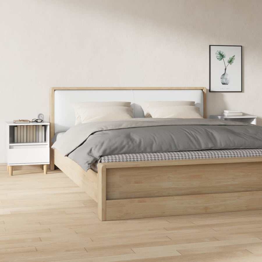 Nachtkastjes 2 St 40X35X50 Cm Hoogglans Wit