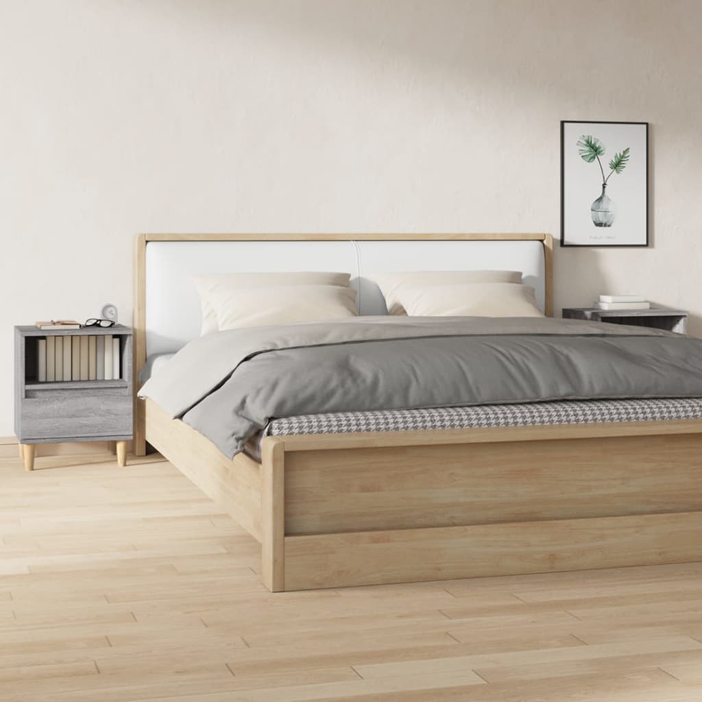 Nachtkastjes 2 St 40X35X50 Cm Grijs Sonoma Eikenkleurig