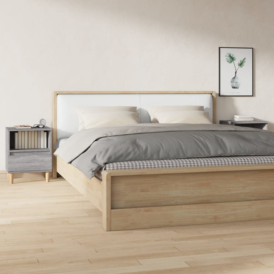 Nachtkastjes 2 St 40X35X50 Cm Grijs Sonoma Eikenkleurig