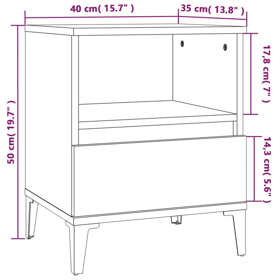 Nachtkastjes 2 St 40X35X50 Cm Wit