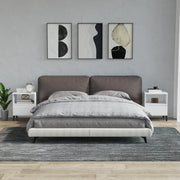 Nachtkastjes 2 st 40x35x50 cm wit bewerkt hout metaal
