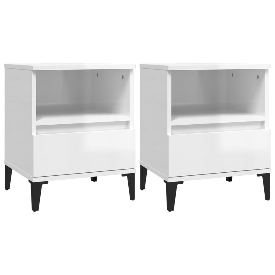Nachtkastjes 2 St 40X35X50 Cm Hoogglans Wit