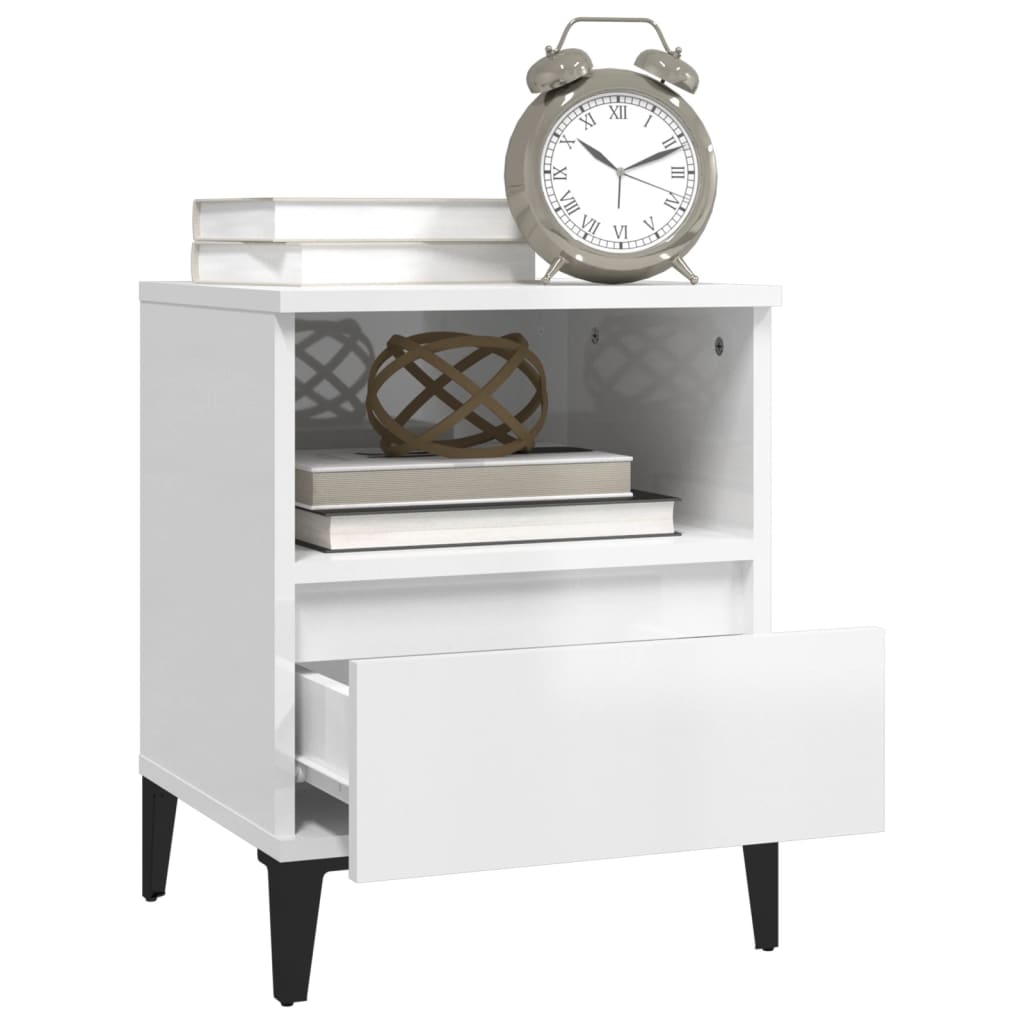 Nachtkastjes 2 St 40X35X50 Cm Hoogglans Wit