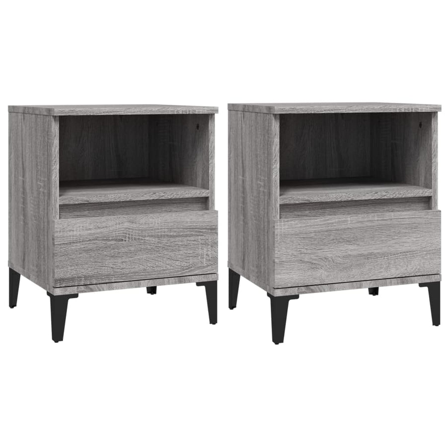Nachtkastjes 2 St 40X35X50 Cm Grijs Sonoma Eikenkleurig