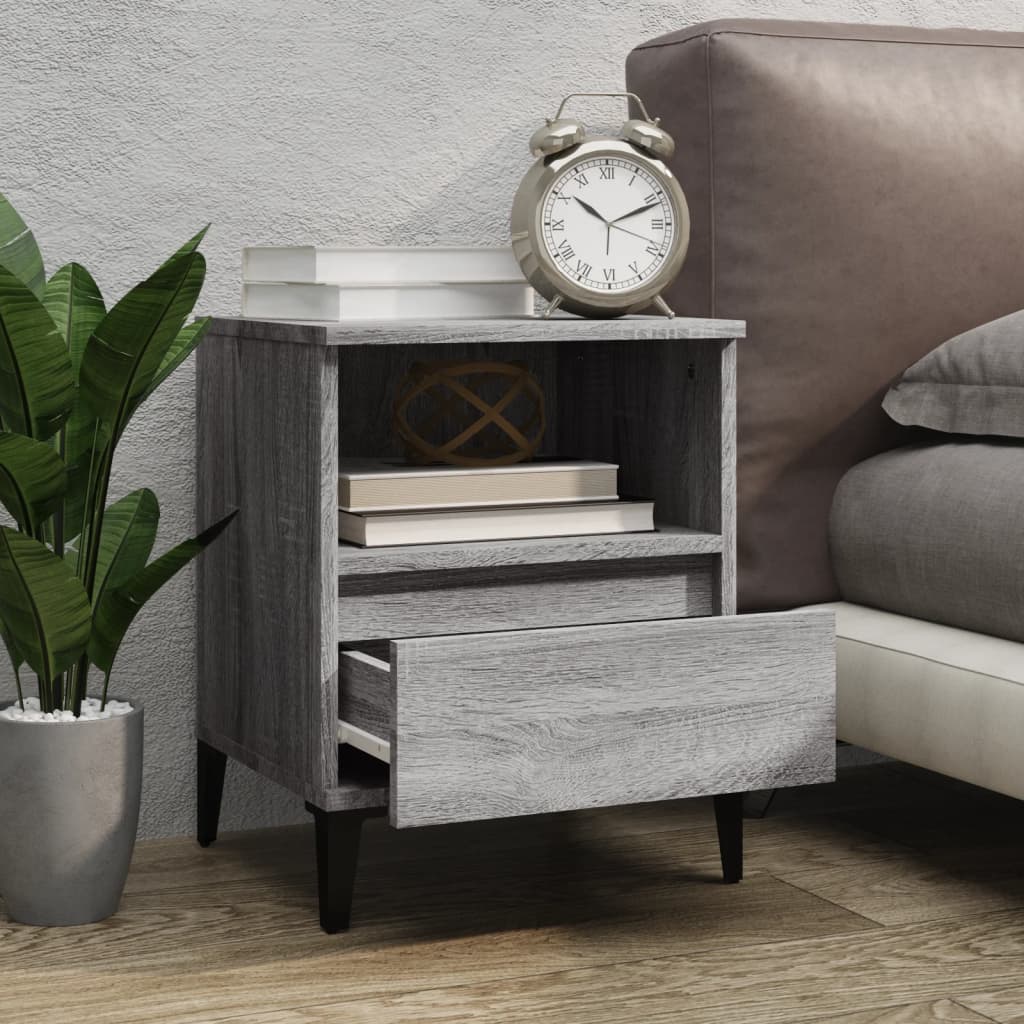 Nachtkastjes 2 St 40X35X50 Cm Grijs Sonoma Eikenkleurig
