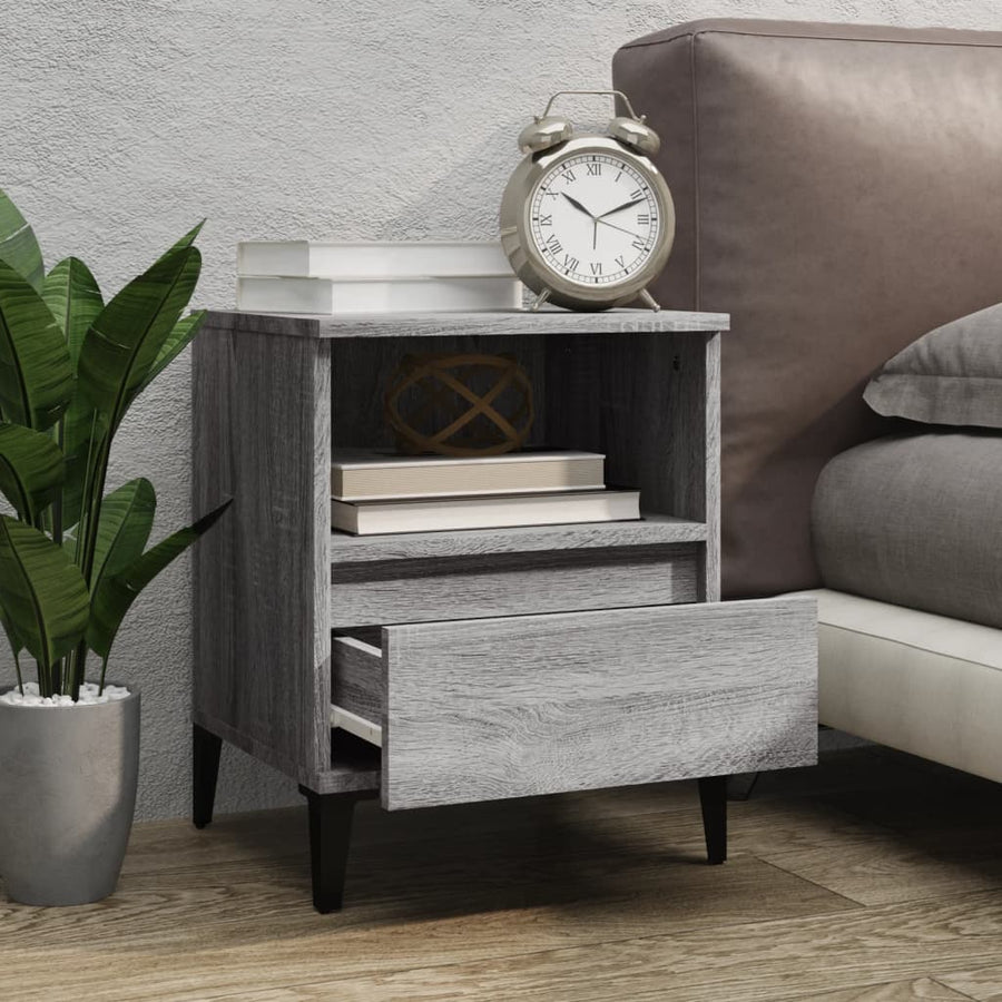 Nachtkastjes 2 St 40X35X50 Cm Grijs Sonoma Eikenkleurig