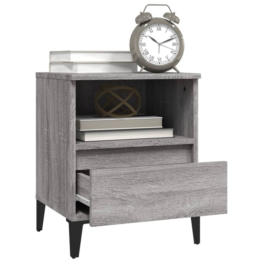 Nachtkastjes 2 St 40X35X50 Cm Grijs Sonoma Eikenkleurig