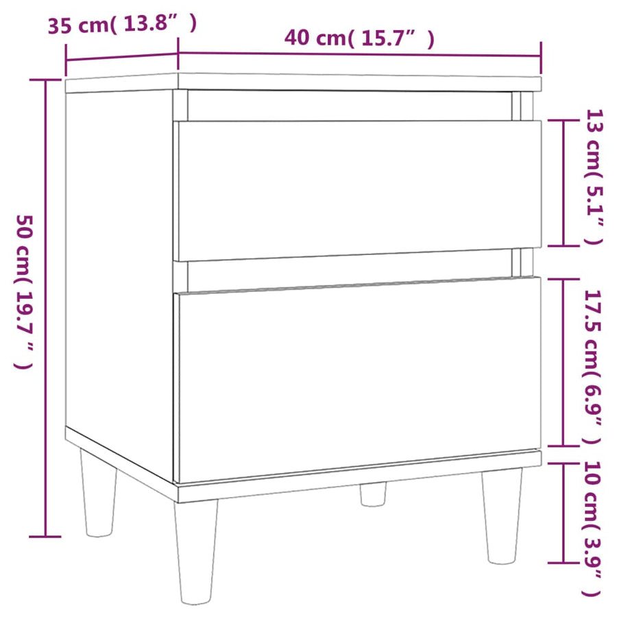 Nachtkastjes 2 St 40X35X50 Cm Betongrijs