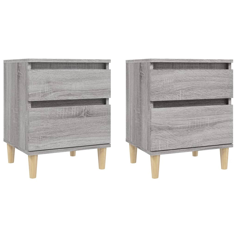 Nachtkastjes 2 St 40X35X50 Cm Grijs Sonoma Eikenkleurig