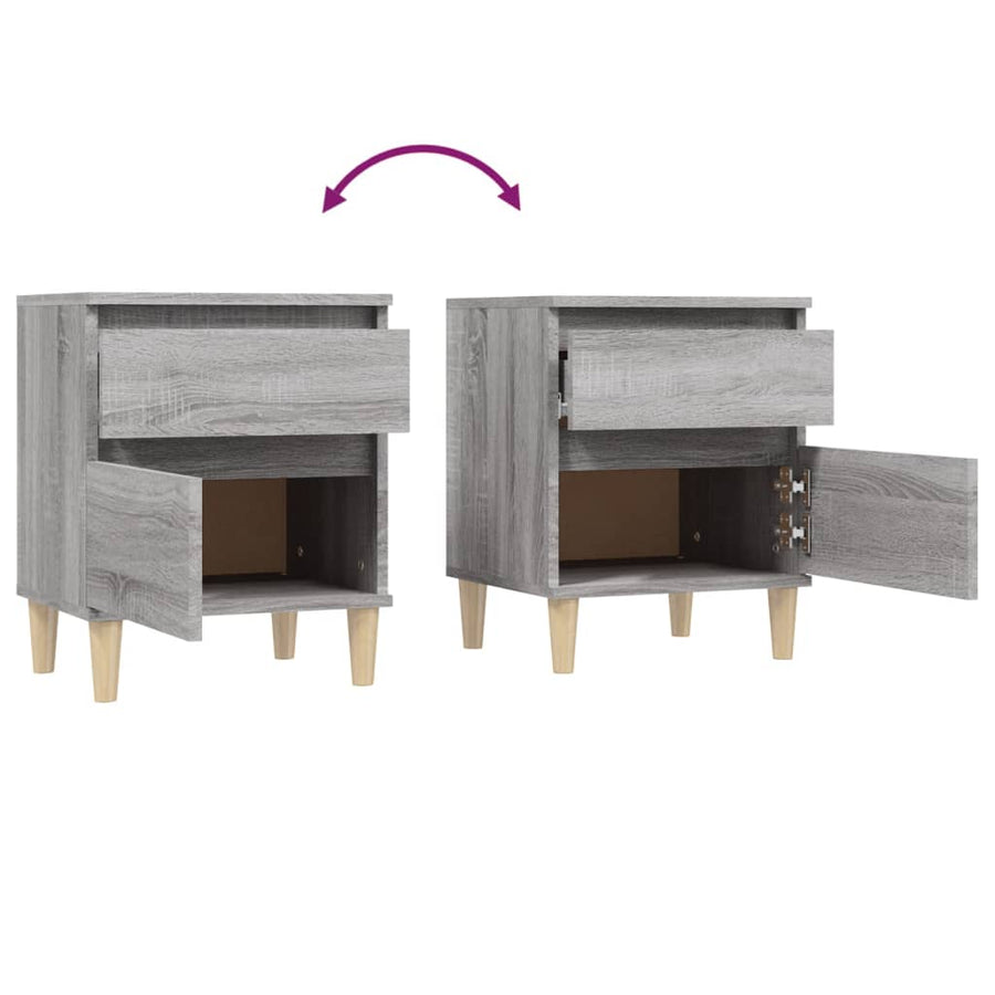 Nachtkastjes 2 St 40X35X50 Cm Grijs Sonoma Eikenkleurig