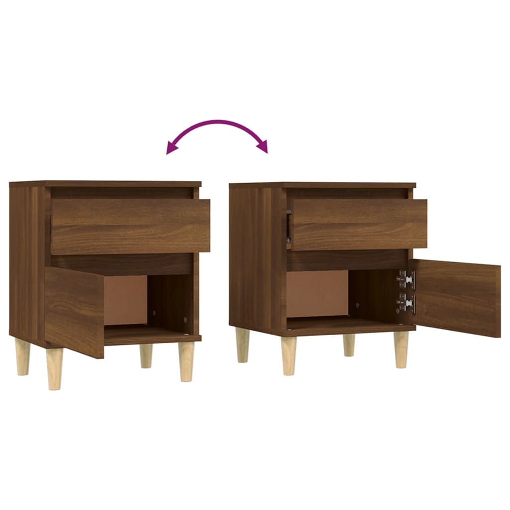 Nachtkastjes 2 St 40X35X50 Cm Bruin Eikenkleur