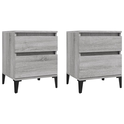 Nachtkastjes 2 St 40X35X50 Cm Grijs Sonoma Eikenkleurig