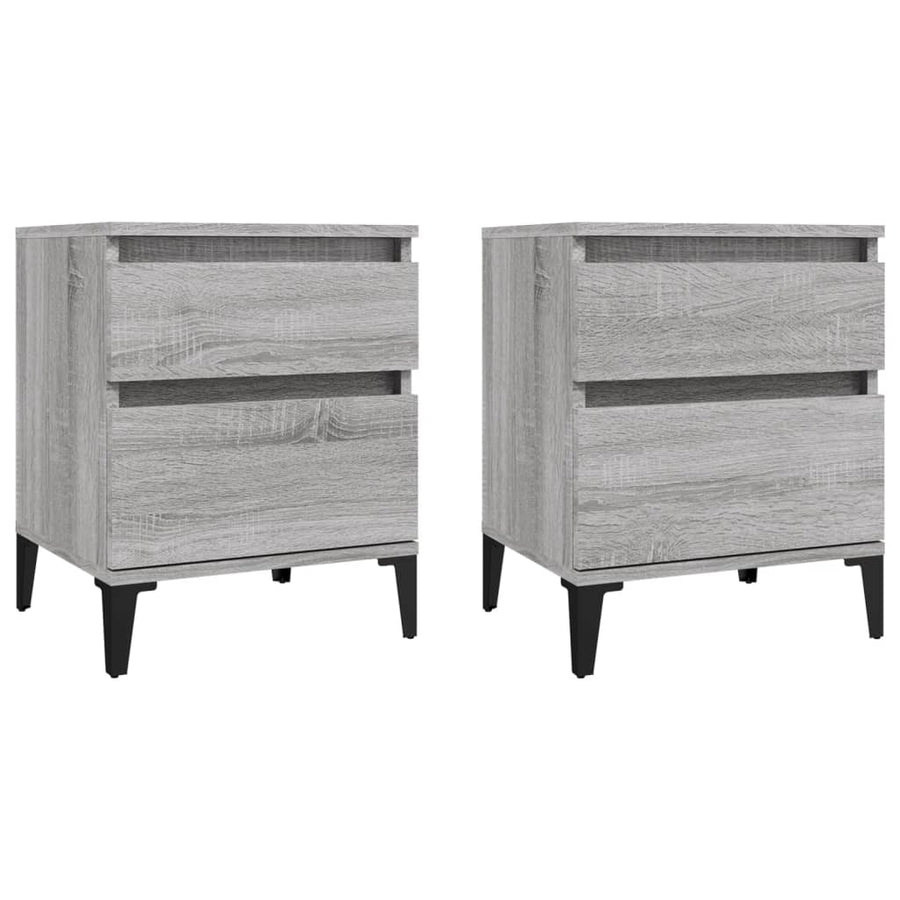 Nachtkastjes 2 St 40X35X50 Cm Grijs Sonoma Eikenkleurig