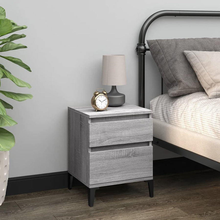 Nachtkastjes 2 St 40X35X50 Cm Grijs Sonoma Eikenkleurig