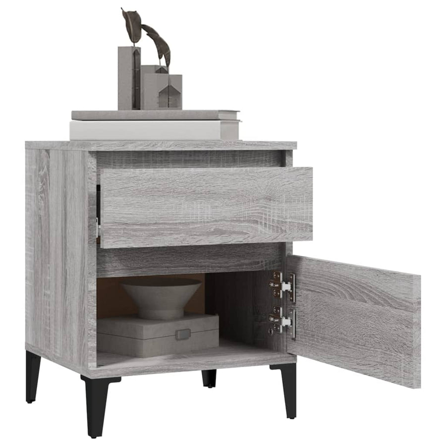 Nachtkastjes 2 St 40X35X50 Cm Grijs Sonoma Eikenkleurig
