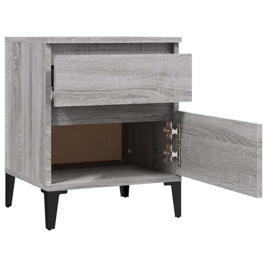 Nachtkastjes 2 St 40X35X50 Cm Grijs Sonoma Eikenkleurig
