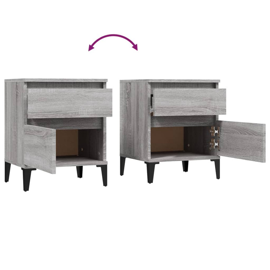 Nachtkastjes 2 St 40X35X50 Cm Grijs Sonoma Eikenkleurig