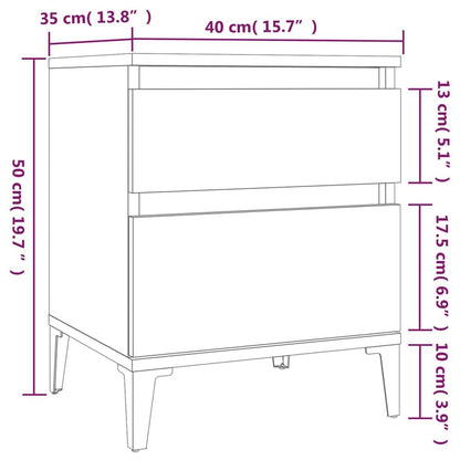 Nachtkastjes 2 St 40X35X50 Cm Grijs Sonoma Eikenkleurig
