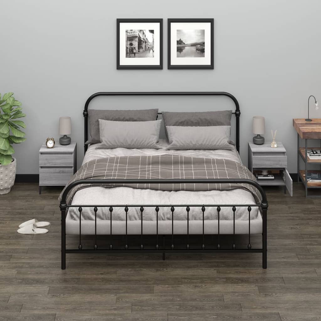 Nachtkastjes 2 St 40X35X50 Cm Grijs Sonoma Eikenkleurig