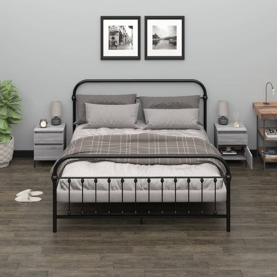 Nachtkastjes 2 St 40X35X50 Cm Grijs Sonoma Eikenkleurig