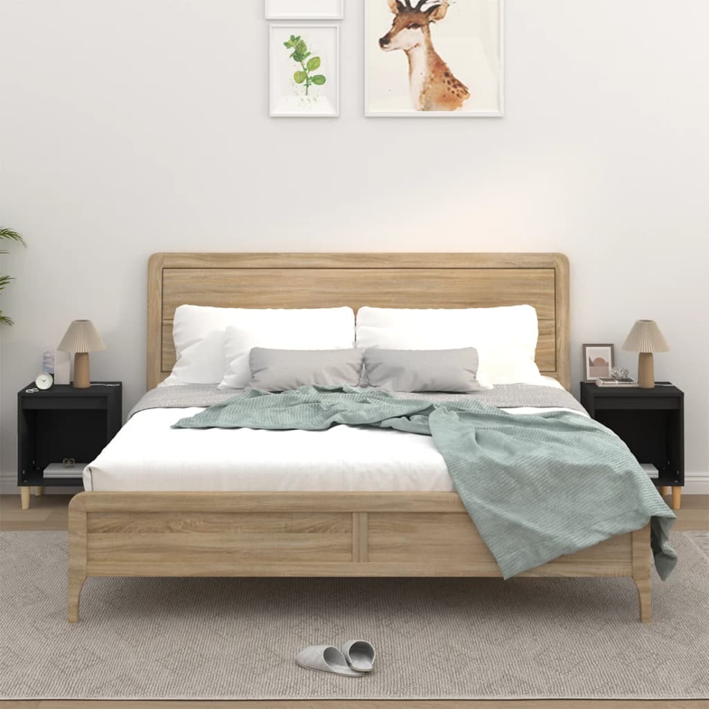 Nachtkastjes 2 St 40X35X50 Cm Zwart