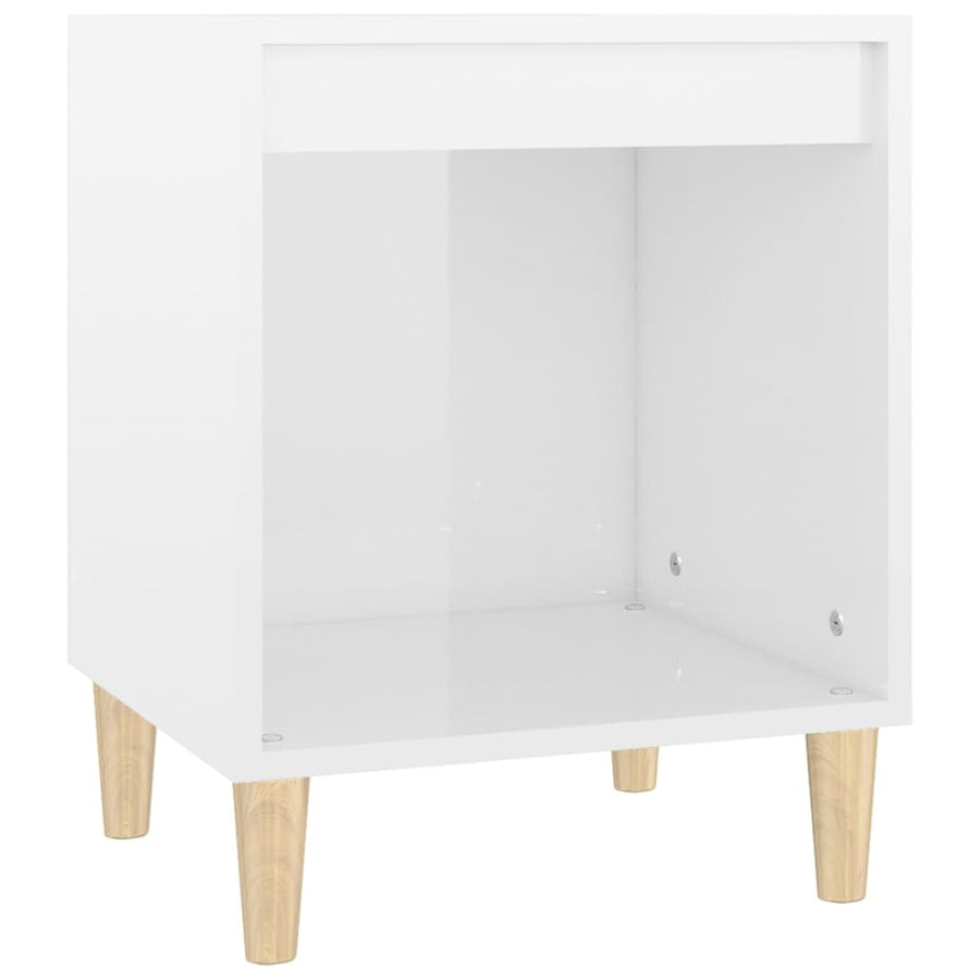 Nachtkastje 40X35X50 Cm Bewerkt Hout Hoogglans Wit