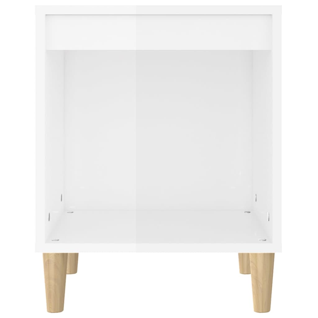 Nachtkastje 40X35X50 Cm Bewerkt Hout Hoogglans Wit