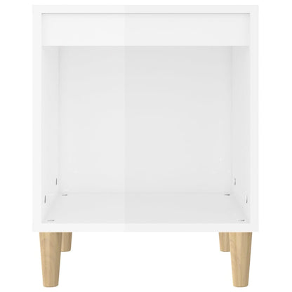 Nachtkastje 40X35X50 Cm Bewerkt Hout Hoogglans Wit