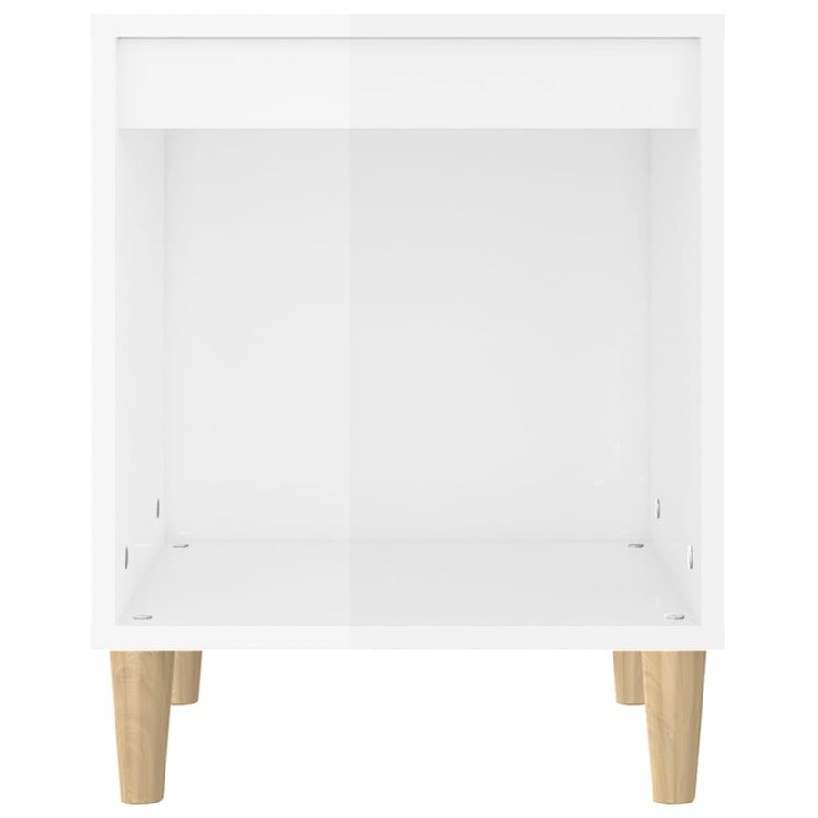 Nachtkastje 40X35X50 Cm Bewerkt Hout Hoogglans Wit
