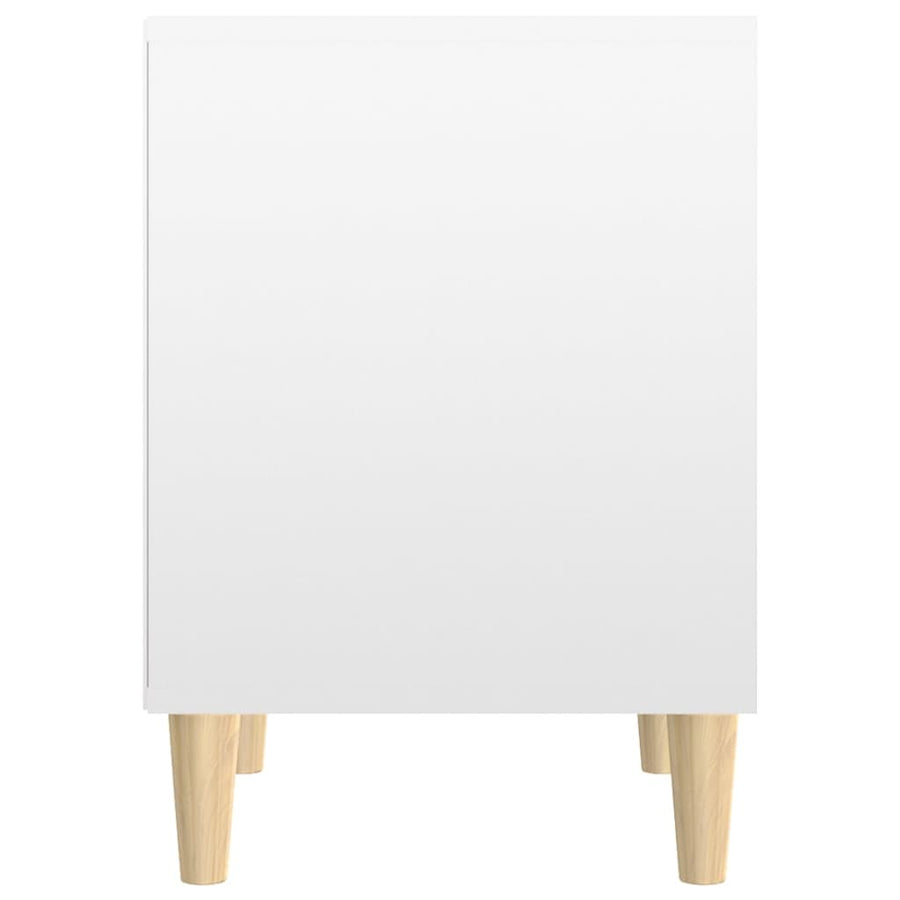 Nachtkastje 40X35X50 Cm Bewerkt Hout Hoogglans Wit