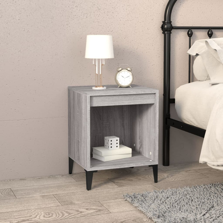 Nachtkastjes 2 St 40X35X50 Cm Grijs Sonoma Eikenkleurig