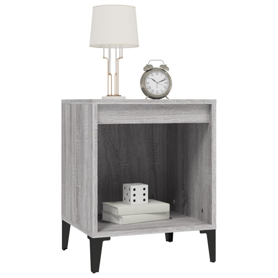Nachtkastjes 2 St 40X35X50 Cm Grijs Sonoma Eikenkleurig