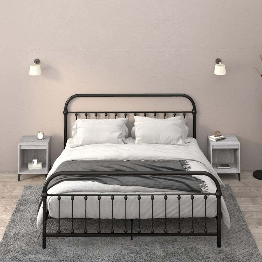 Nachtkastjes 2 St 40X35X50 Cm Grijs Sonoma Eikenkleurig
